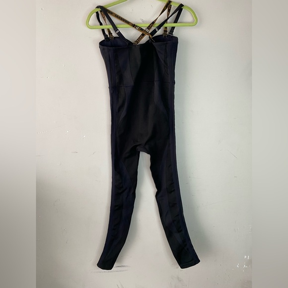 Adidas x Ivy Park Black Knit Jumpsuit XS Ribbed Corset Catsuit Logo Straps - Picture 5 of 11